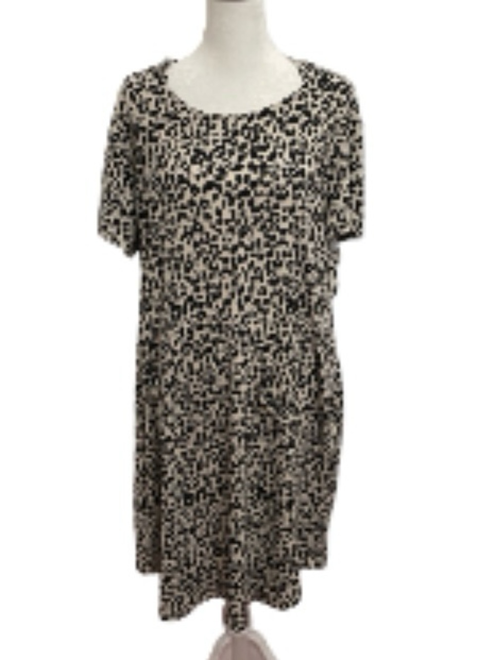 EUC Derek Heart Leopard Print Short Sleeve Swing Dress - Black & Cream Plus 3X